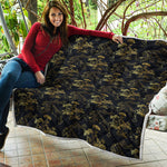 Black And Gold Japanese Tiger Print Quilt