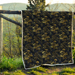 Black And Gold Japanese Tiger Print Quilt