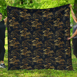 Black And Gold Japanese Tiger Print Quilt