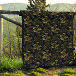 Black And Gold Japanese Tiger Print Quilt