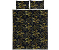 Black And Gold Japanese Tiger Print Quilt Bed Set