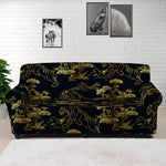 Black And Gold Japanese Tiger Print Sofa Cover