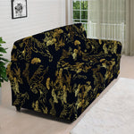 Black And Gold Japanese Tiger Print Sofa Cover