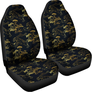 Black And Gold Japanese Tiger Print Universal Fit Car Seat Covers