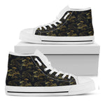 Black And Gold Japanese Tiger Print White High Top Shoes
