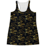 Black And Gold Japanese Tiger Print Women's Racerback Tank Top