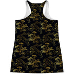 Black And Gold Japanese Tiger Print Women's Racerback Tank Top