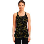 Black And Gold Japanese Tiger Print Women's Racerback Tank Top