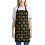 Black And Gold Lotus Flower Print Apron