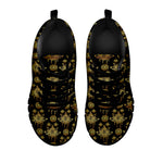 Black And Gold Lotus Flower Print Black Sneakers