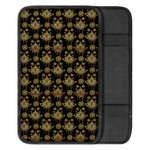 Black And Gold Lotus Flower Print Car Center Console Cover