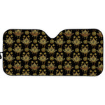 Black And Gold Lotus Flower Print Car Sun Shade