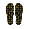 Black And Gold Lotus Flower Print Flip Flops