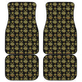 Black And Gold Lotus Flower Print Front and Back Car Floor Mats