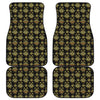 Black And Gold Lotus Flower Print Front and Back Car Floor Mats