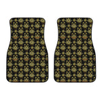 Black And Gold Lotus Flower Print Front Car Floor Mats