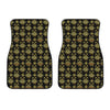 Black And Gold Lotus Flower Print Front Car Floor Mats