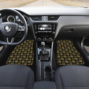 Black And Gold Lotus Flower Print Front Car Floor Mats