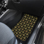 Black And Gold Lotus Flower Print Front Car Floor Mats