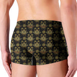 Black And Gold Lotus Flower Print Men's Boxer Briefs