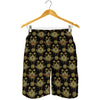 Black And Gold Lotus Flower Print Men's Shorts