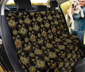 Black And Gold Lotus Flower Print Pet Car Back Seat Cover