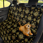 Black And Gold Lotus Flower Print Pet Car Back Seat Cover