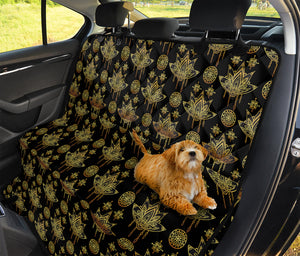 Black And Gold Lotus Flower Print Pet Car Back Seat Cover