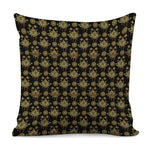 Black And Gold Lotus Flower Print Pillow Cover