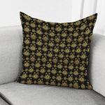 Black And Gold Lotus Flower Print Pillow Cover