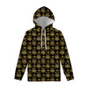 Black And Gold Lotus Flower Print Pullover Hoodie