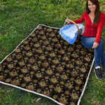Black And Gold Lotus Flower Print Quilt