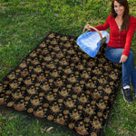 Black And Gold Lotus Flower Print Quilt