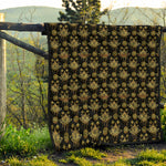 Black And Gold Lotus Flower Print Quilt