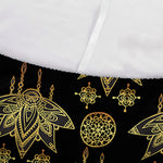 Black And Gold Lotus Flower Print Sofa Cover