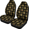 Black And Gold Lotus Flower Print Universal Fit Car Seat Covers