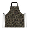 Black And Gold Lotus Pattern Print Apron