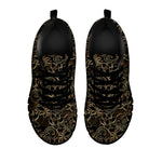 Black And Gold Lotus Pattern Print Black Sneakers