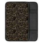 Black And Gold Lotus Pattern Print Car Center Console Cover