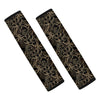 Black And Gold Lotus Pattern Print Car Seat Belt Covers