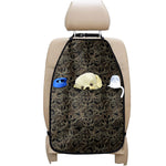 Black And Gold Lotus Pattern Print Car Seat Organizers
