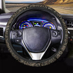 Black And Gold Lotus Pattern Print Car Steering Wheel Cover