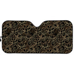 Black And Gold Lotus Pattern Print Car Sun Shade