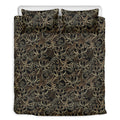 Black And Gold Lotus Pattern Print Duvet Cover Bedding Set