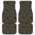 Black And Gold Lotus Pattern Print Front and Back Car Floor Mats