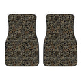 Black And Gold Lotus Pattern Print Front Car Floor Mats