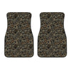 Black And Gold Lotus Pattern Print Front Car Floor Mats