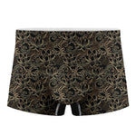 Black And Gold Lotus Pattern Print Men's Boxer Briefs