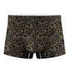 Black And Gold Lotus Pattern Print Men's Boxer Briefs