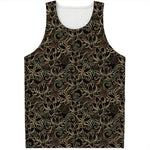 Black And Gold Lotus Pattern Print Men's Tank Top